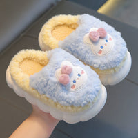 Thumbnail for Children's cotton slippers winter heel men's and women's indoor non-slip wool shoes baby cute cartoon home parent-child shoes