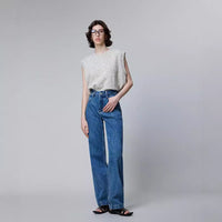 Thumbnail for High-end 2024 jeans women's autumn light luxury retro big cow fabric thin three-color high-waisted straight pants tile blue