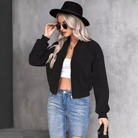 Thumbnail for Stand-up collar double-layer flight solid color zipper baseball jacket flight suit 2024 autumn new European and American fashion women's clothing