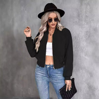 Thumbnail for Stand-up collar double-layer flight solid color zipper baseball jacket flight suit 2024 autumn new European and American fashion women's clothing