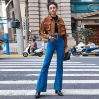 Thumbnail for 2024 Spring/Summer Cross Border European and American Women's Casual Single-breasted Organ Bag Lapel Corduroy Long Sleeve Jacket