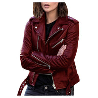 Thumbnail for 2024 leather jacket spring and autumn new tops cross-border foreign trade short motorcycle girl slim jacket jacket to keep out the cold