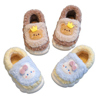 Thumbnail for Children's cotton slippers winter heel men's and women's indoor non-slip wool shoes baby cute cartoon home parent-child shoes