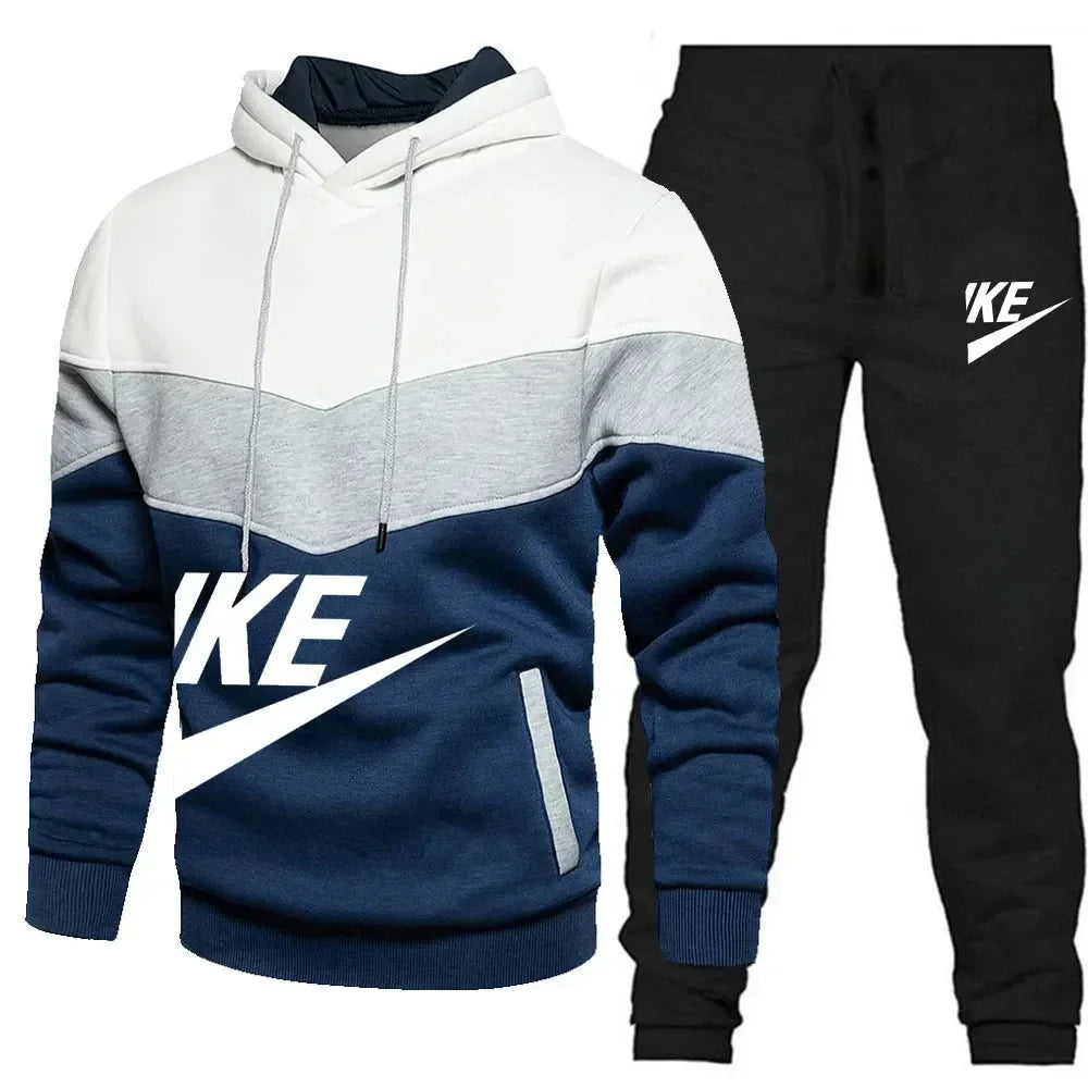 2024 autumn and winter new men's brand hoodie hoodie + trousers two-piece leisure fitness jogging fashion sports suit