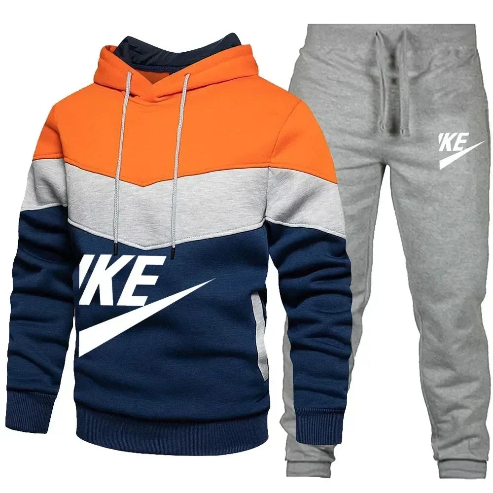 2024 autumn and winter new men's brand hoodie hoodie + trousers two-piece leisure fitness jogging fashion sports suit