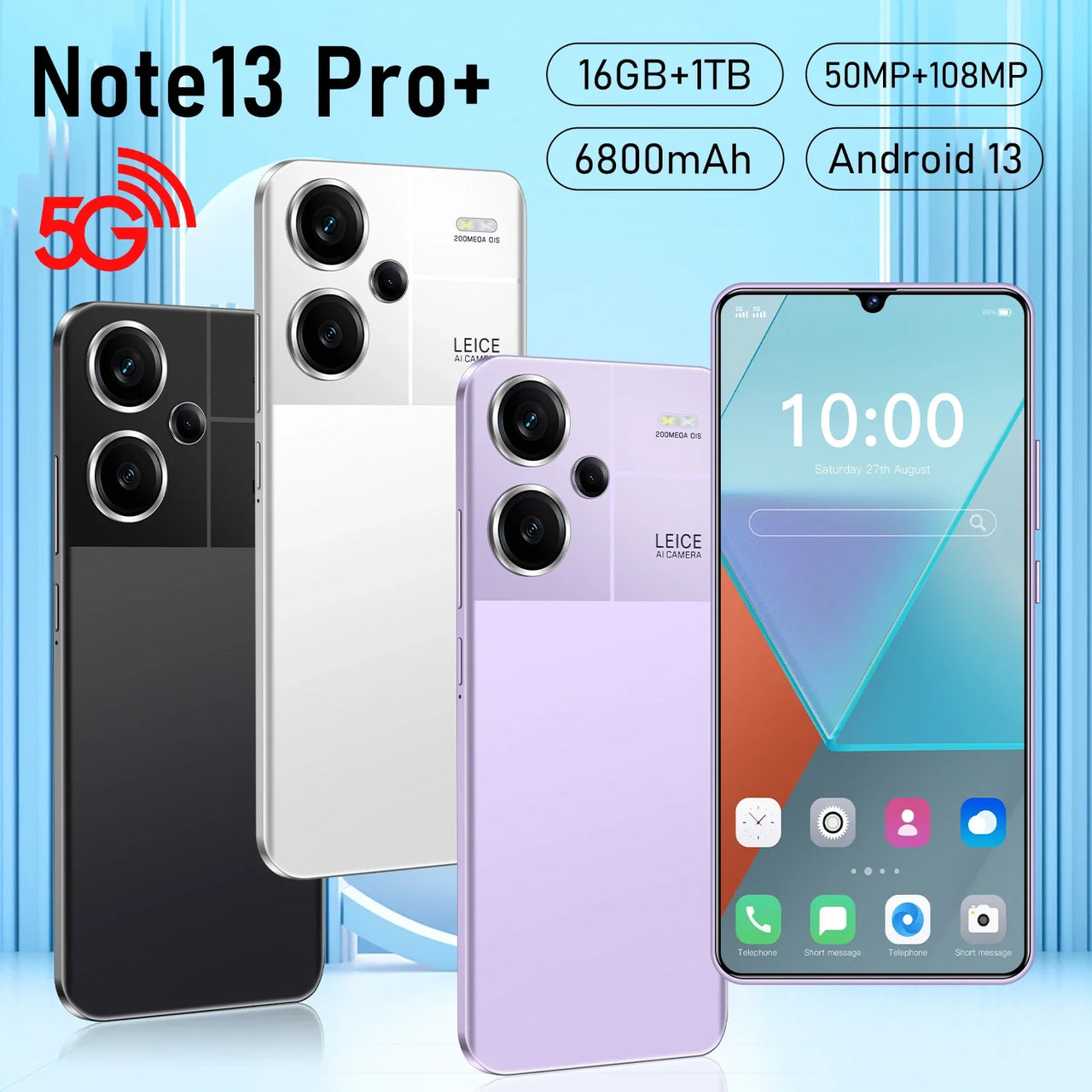 2024 New Note13 Pro+ Smartphone 5G Pro 7.3-inch Android Dimensity 9200+ 10core Dual SIM Phone 6800mAh Unlocked Phones Celulares - Update Avenue